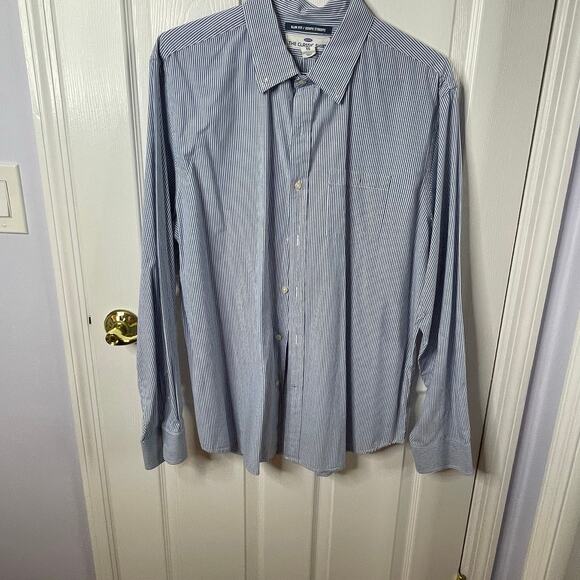 Old Navy The Classic Shirt Slim Fit XL Blue White pinstripe - Picture 2 of 7